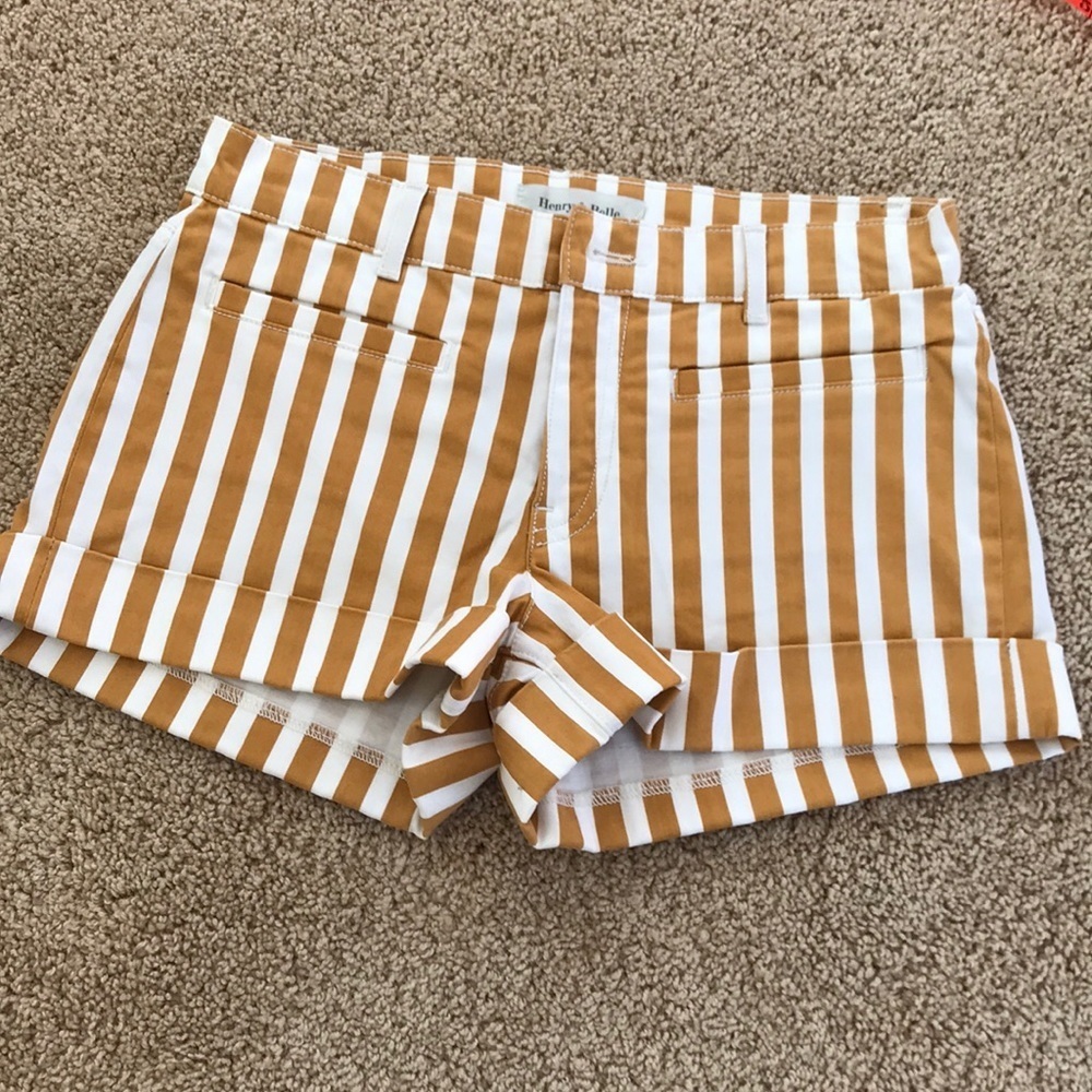 HENRY & BELLE yellow striped mini shorts size 26